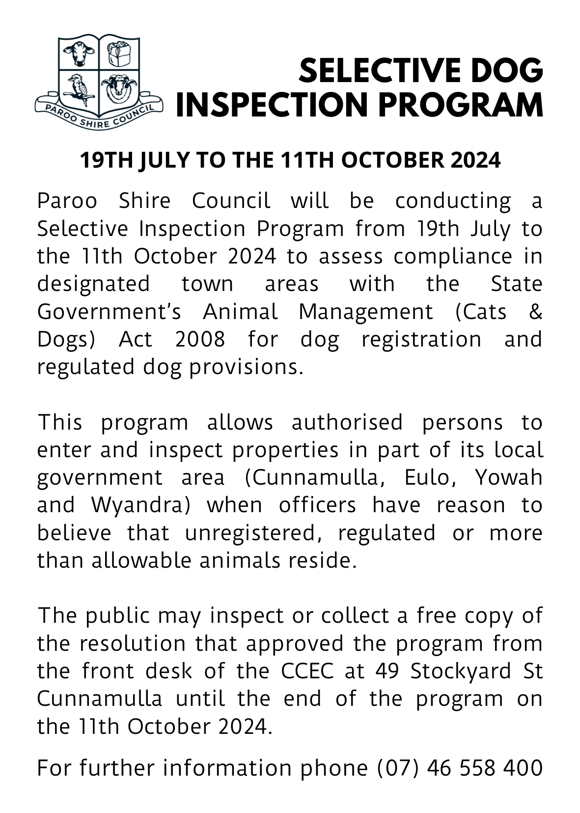 2024 Newspaper selective dog inspection program