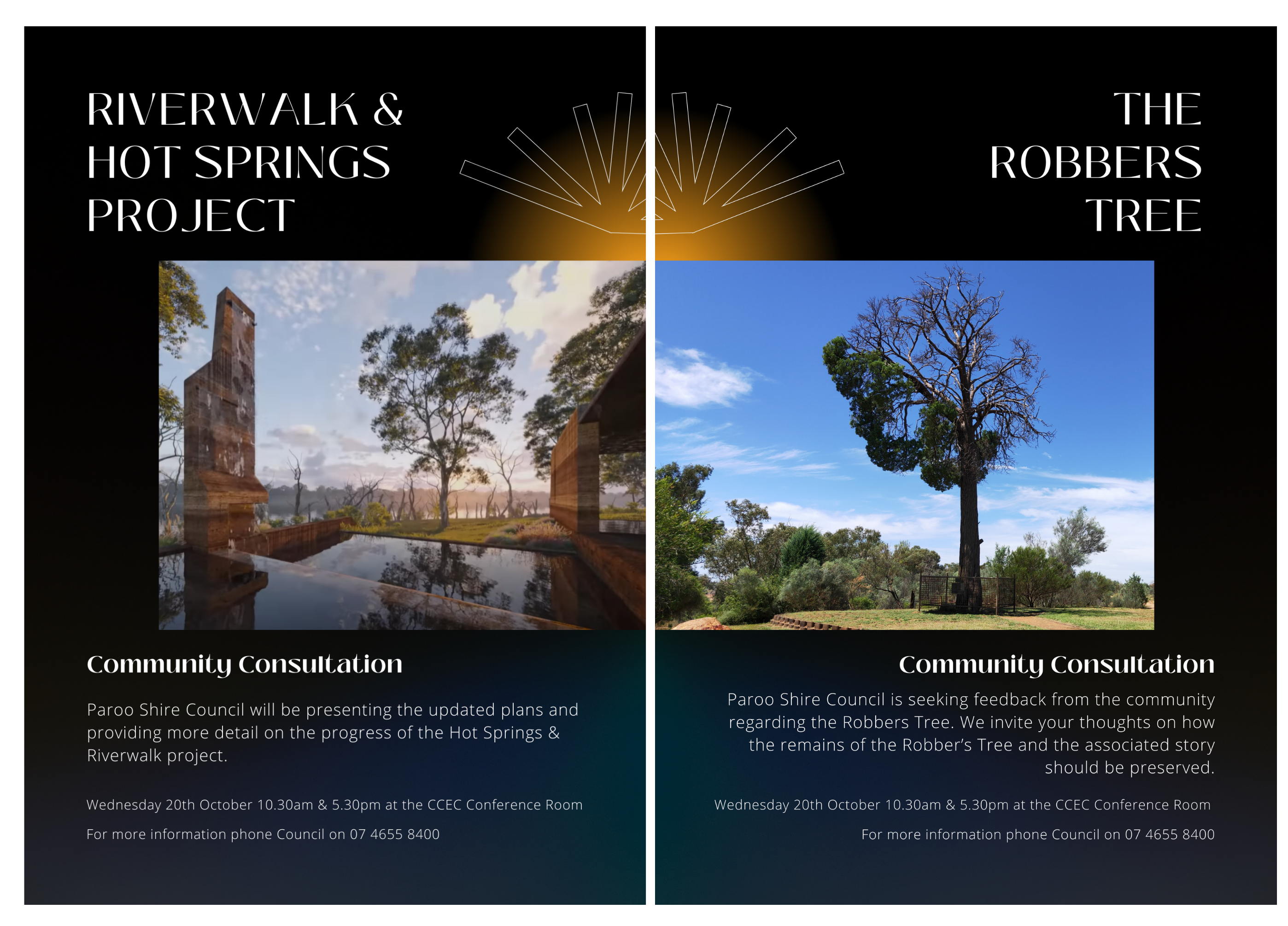 Hot springs and river walk and the robbers tree community consultation