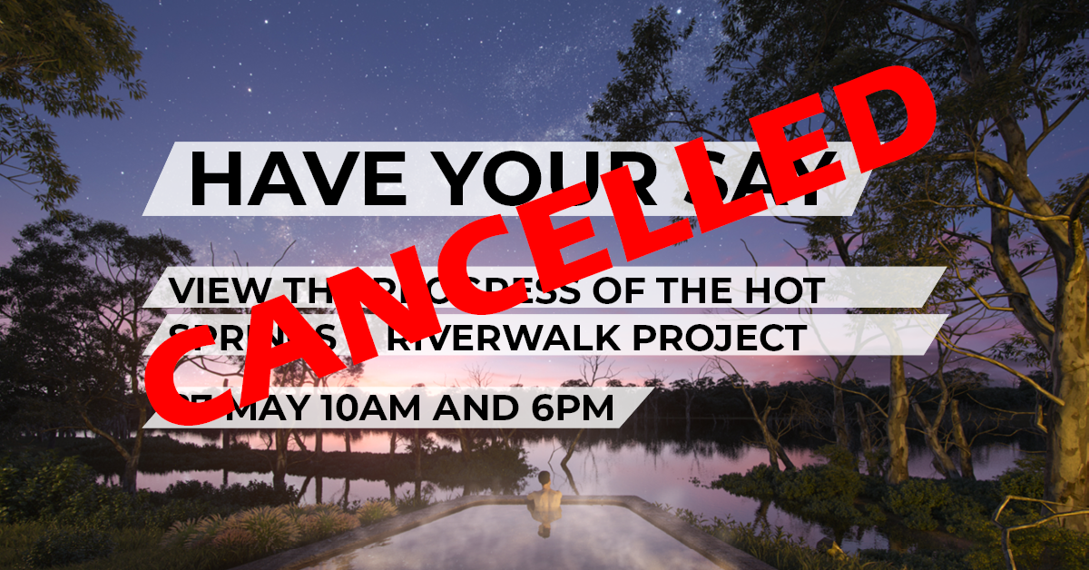 CANCELLED

Due to unforeseen circumstances, the Cunnamulla Hot Springs & Riverwalk presentation has been cancelled.