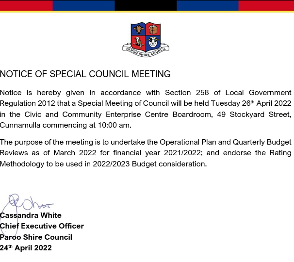 Notice of Special Meeting