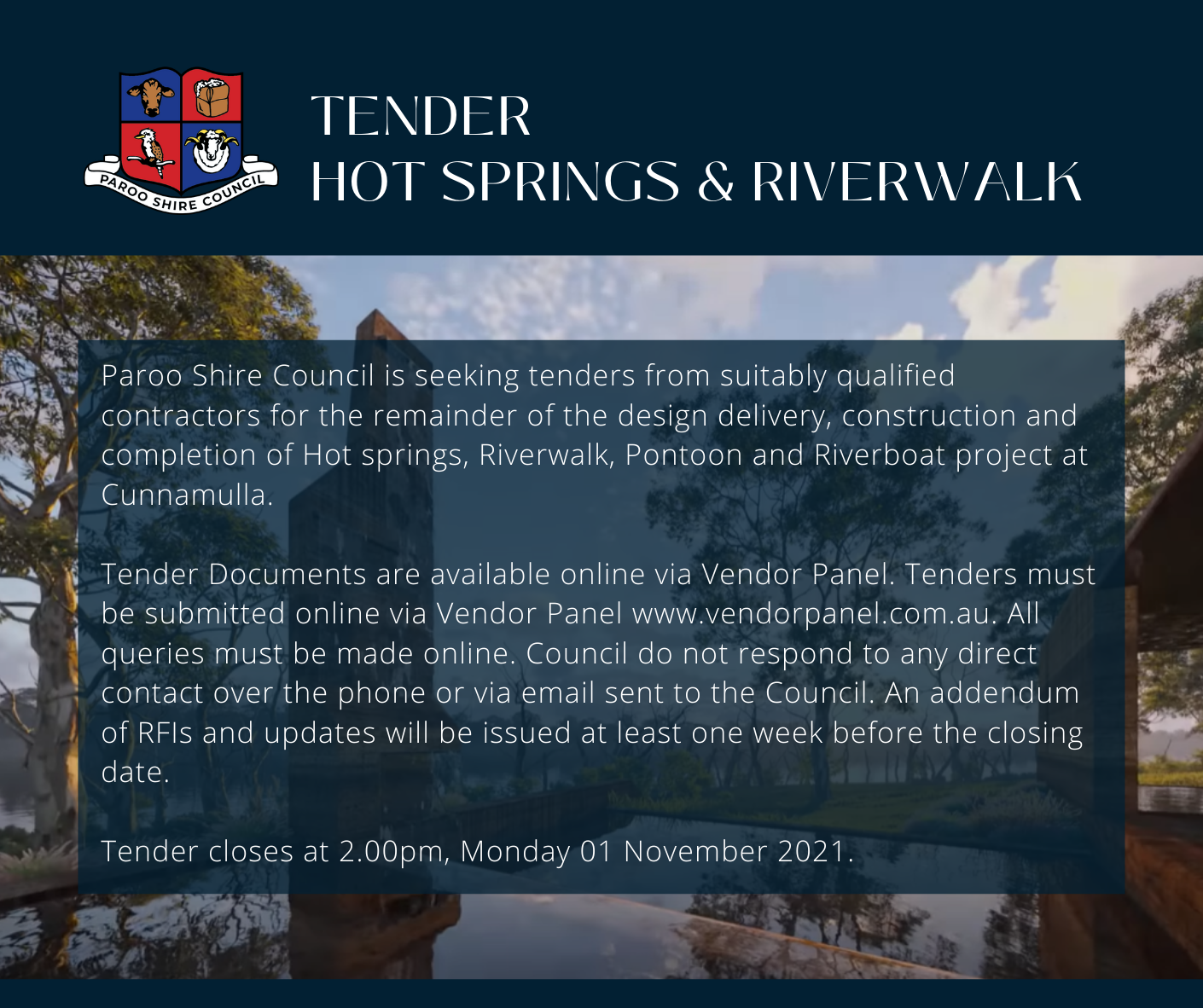 Tender hot springs and riverwalk project